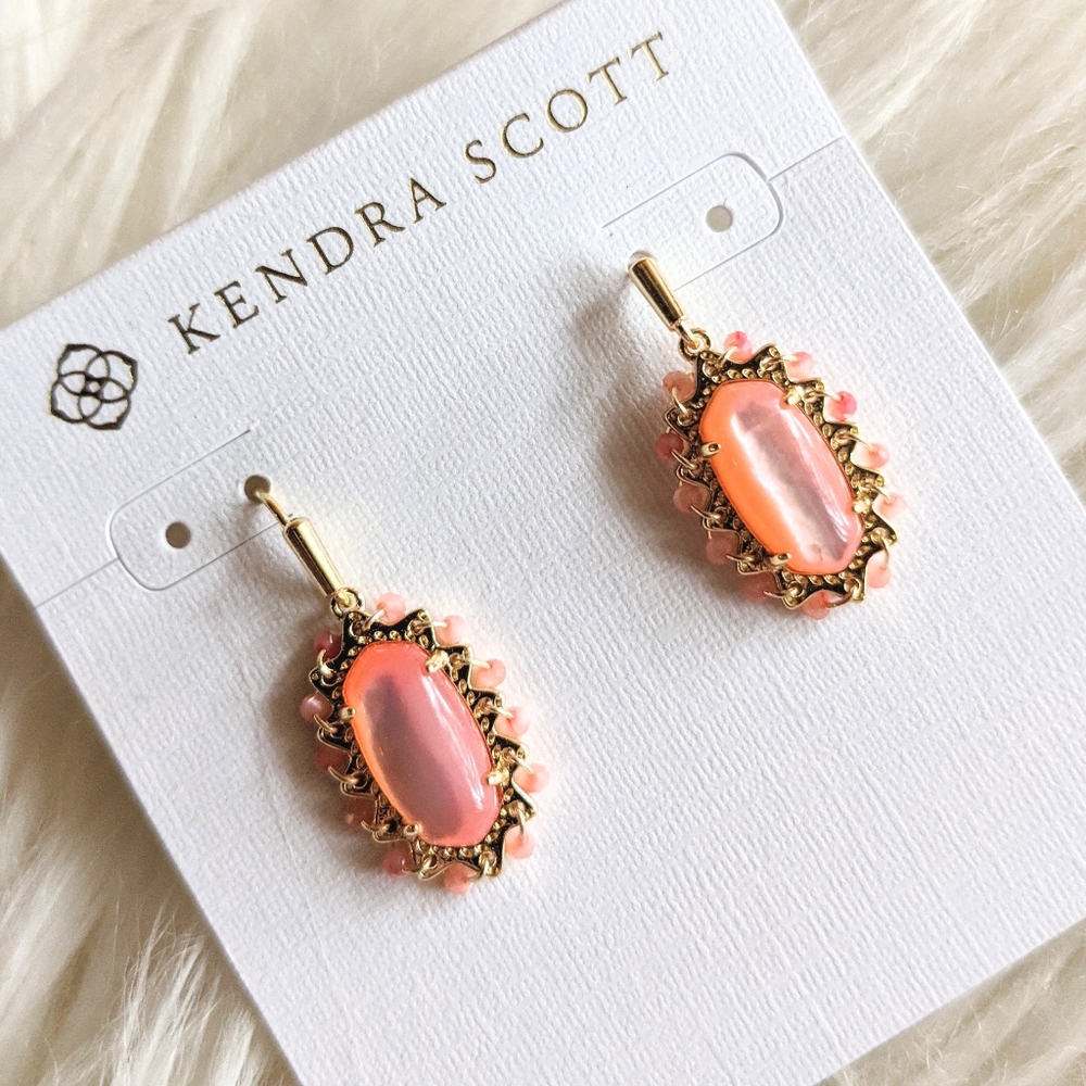 Kendra Scott Beaded Lee Gold Drop Earrings In Rose
